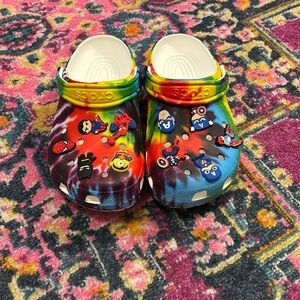 Tie-Dye Crocs (charms included but can be taken out)